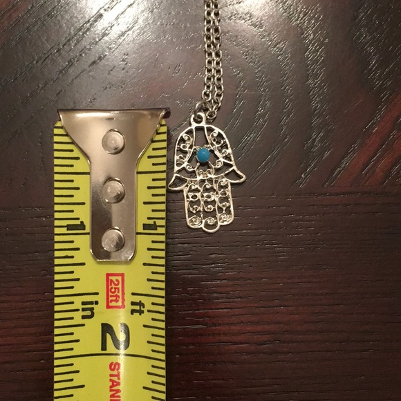 Lucky Hamsa or Fatima Necklace in Silver Tone - Picture 4 of 5